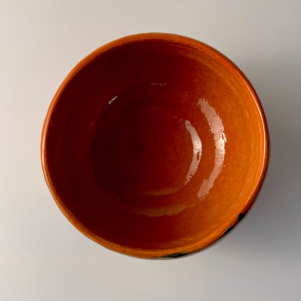 Matcha Teeschale Han tsutsu-gata Coal Orange Raku